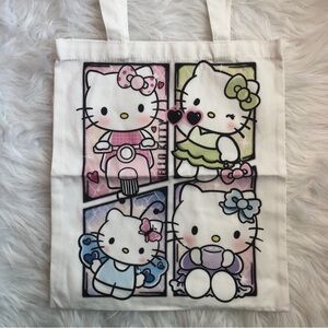 Adorable kitty cat with bow tote canvas bag